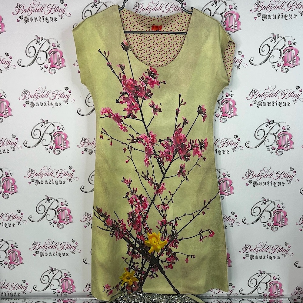 Animapop dress Italy 🇮🇹 polka dot floral Elegant Beige floral Dress reversible